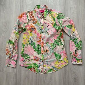 Lilly Pulitzer Women Shirt Button Down Shirt Long Sleeve Floral Print Size XS